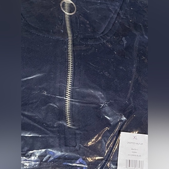NWT WEWOREWHAT cropped Knit half zip Sweatshirt in Midnight Blue Size XL Womens - Picture 11 of 16